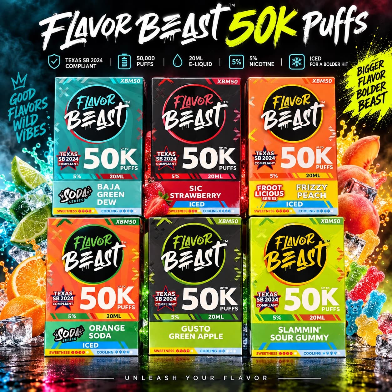 FLAVOUR BEAST e-LIQUID SALT NVAPE product listing