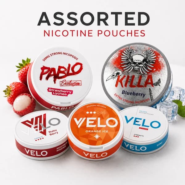 NICOTINE POUCHES , VELO, PABLO, KILLA cigarette or smoke-product listing