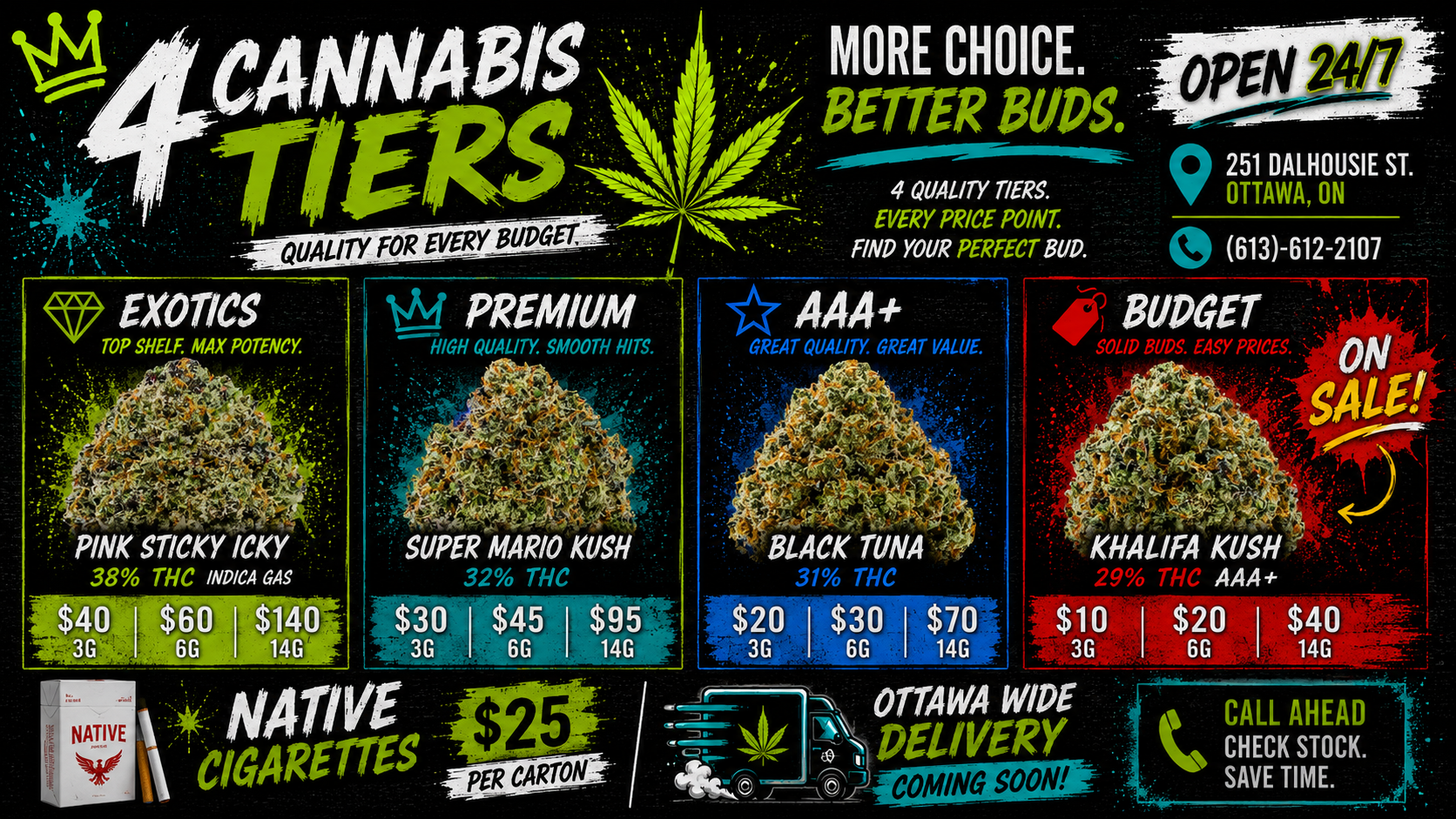 Shop by Tier — From exotic craft flower to value budget OZs at Spirit Corner Cannabis