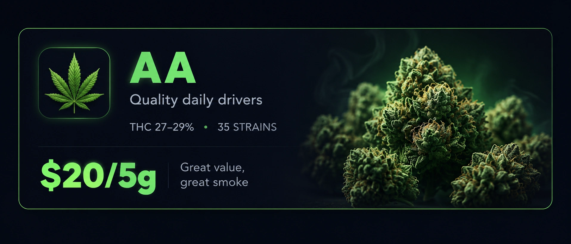 AA cannabis flower tier showcase